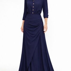 Modesees Maxi Dress with Ruched Wrap Skirt Sz Xs NWT